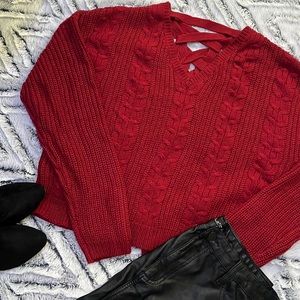 Burgundy crisscross open back sweater
